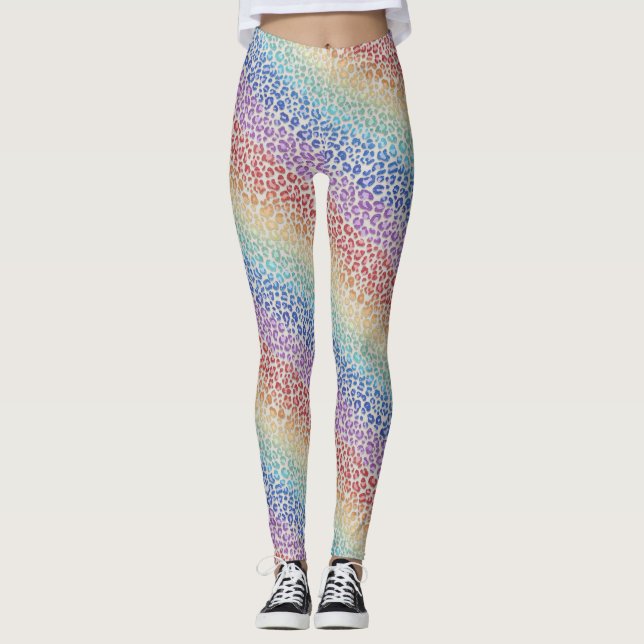Leggings Estampa Leopardo Arco-íris | Colorido Ous (Frente)