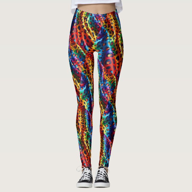 Leggings Estampa Leopardo Arco-íris | Colorido Ous (Frente)
