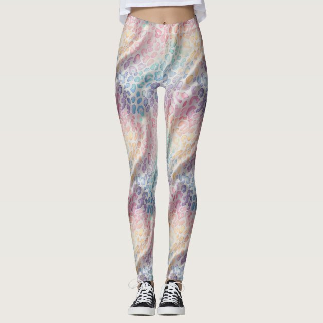 Leggings Estampa Leopardo Arco-Íris Pastel (Frente)