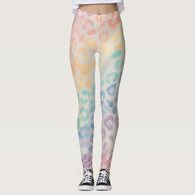 Leggings Estampa Leopardo Arco-Íris Pastel (Frente)