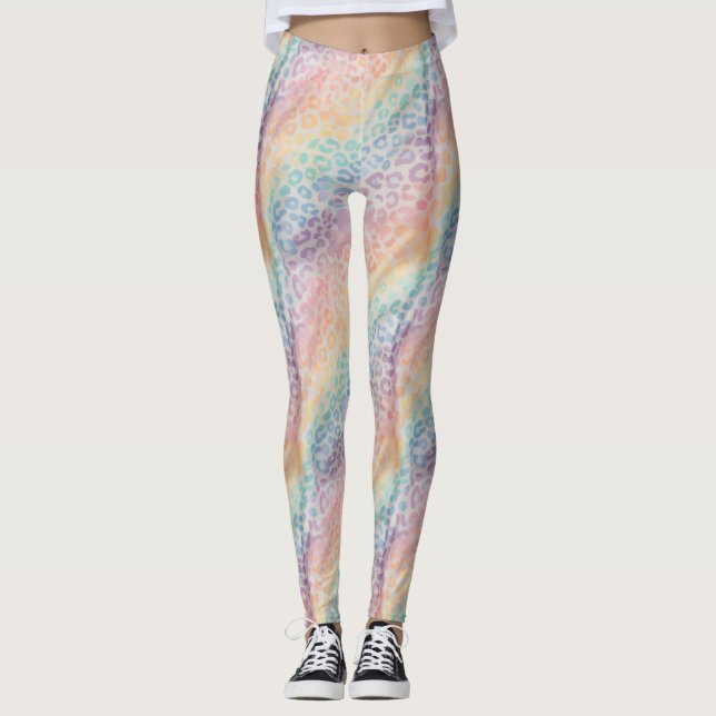 Leggings Estampa Leopardo Arco-Íris Pastel (Frente)