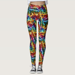 Leggings Estampa Leopardo Arco-íris Psicodélico