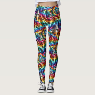 Leggings Estampa Leopardo Arco-íris Psicodélico