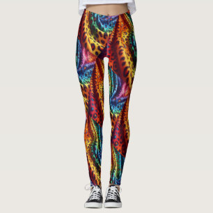 Leggings Estampa Leopardo Arco-Íris Psicodélico