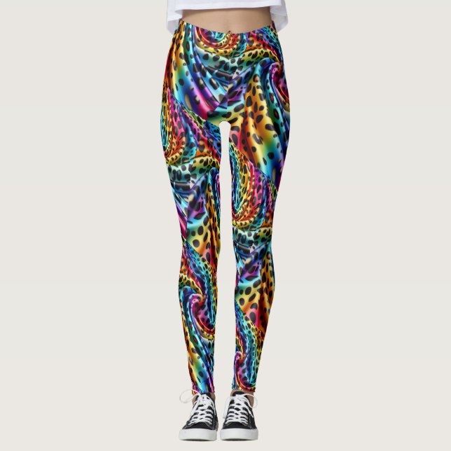 Leggings Estampa Leopardo Arco-íris | Psicodélico (Frente)