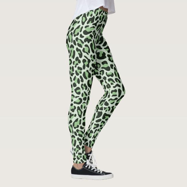 Leggings Estampa Leopardo Verde Menta e Preto (Direita)