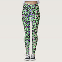Leggings Estampa Leopardo Verde Roxo Rosa Preto