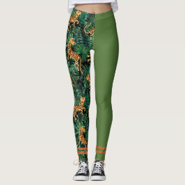 Leggings Estampa Tigre Jungle Colorblock Verde Oli