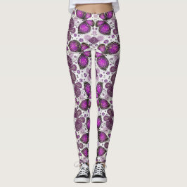 Leggings estampadas com batik de borboleta roxa