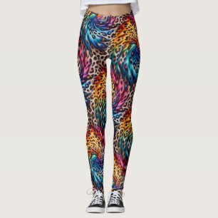 Leggings Estampadas com Leopardo Arco-íris Color
