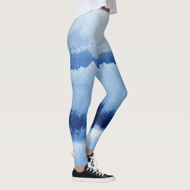 Leggings Estampadas de Listras Azuis com Efeito Aq (Direita)