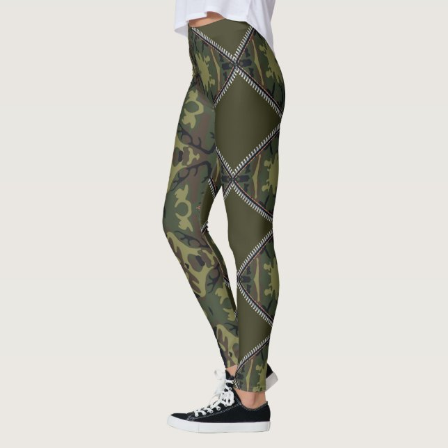Leggings estilo militar con cortes de cremallera (Esquerda)