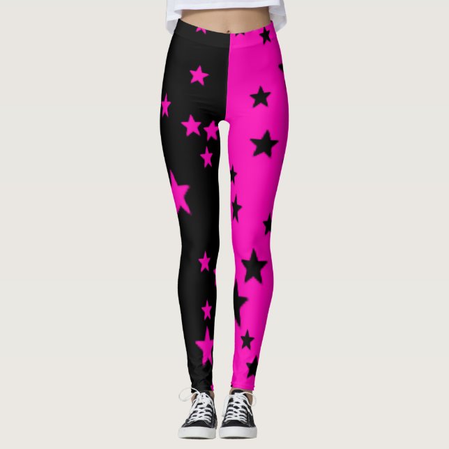 Leggings Estrela Rosa e Preta (Frente)