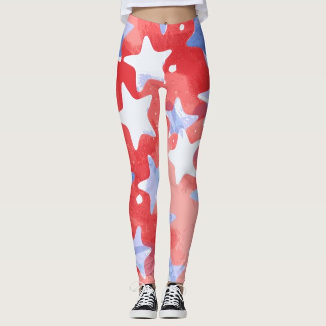 Leggings Estrelas Patrióticas para 4 de Julho (Frente)