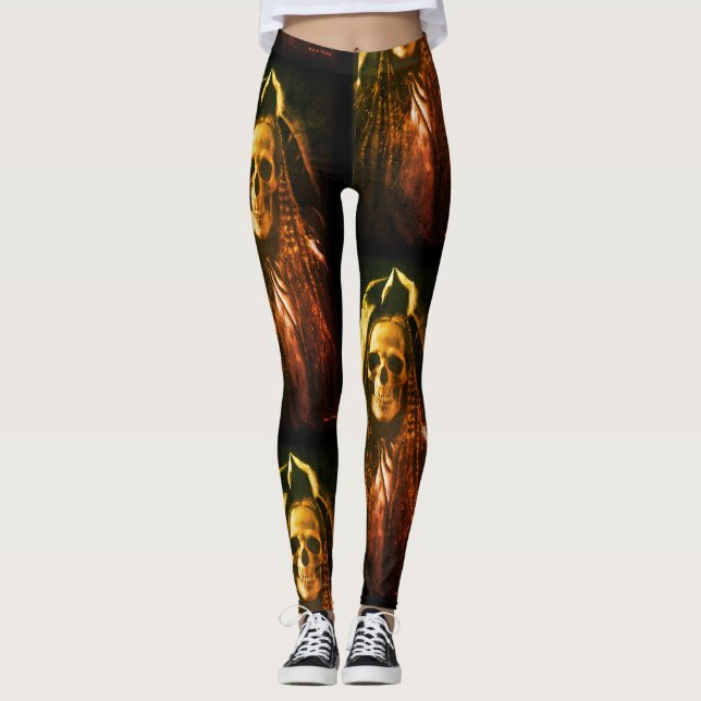 Leggings Fantásticas de Esqueleto Gótico (Frente)