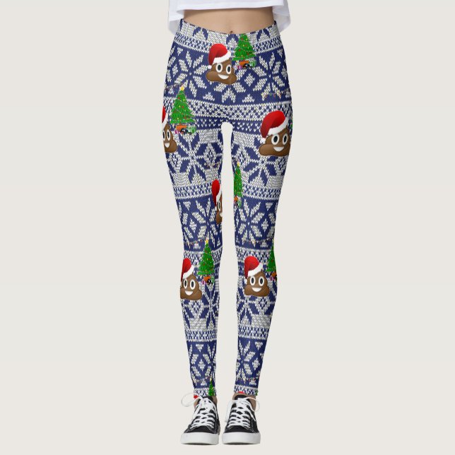 leggings feias de camisola de Natal emoji (Frente)