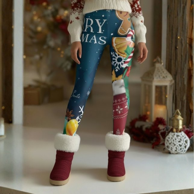 Leggings Feliz Natal – Alegria Festiva da Top  (Celebrate the magic of the season with our Merry Christmas Leggings by Becky Boom.)
