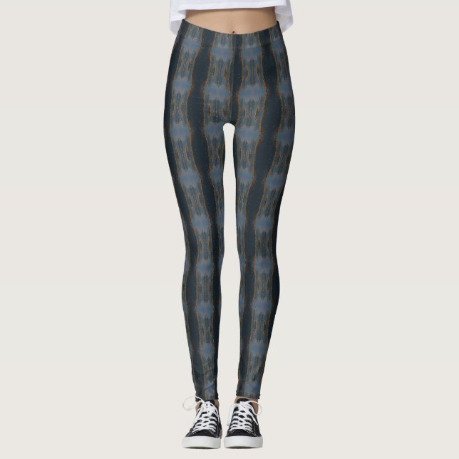 Leggings femininas azul-ardósia inspiradas em Tie- (Frente)