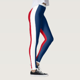 Leggings femininas - Branco vermelho e azul
