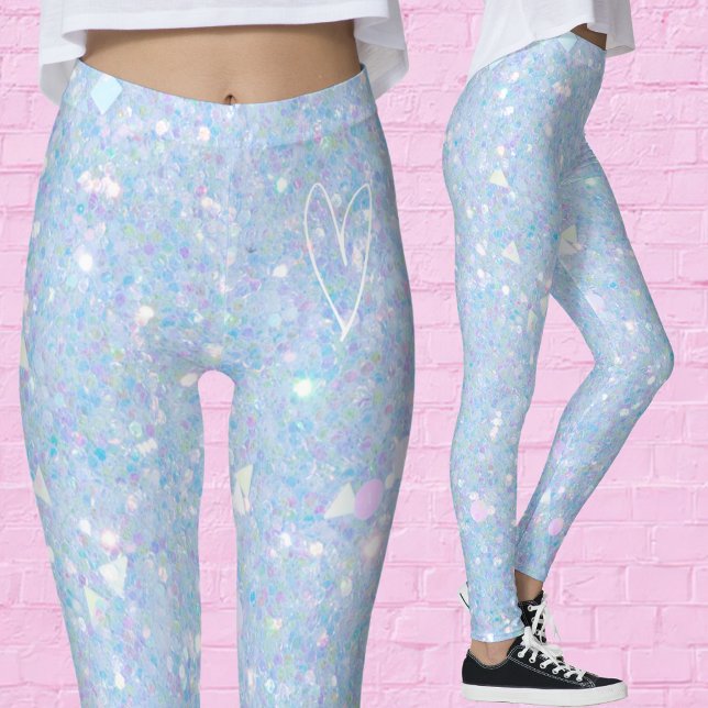 Leggings Femininas Brilhantes Azul Periwinkle com  (Criador carregado)