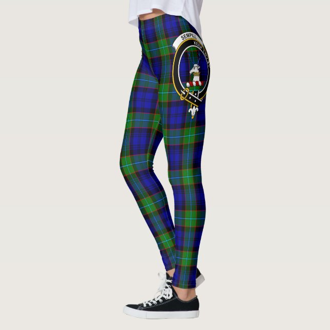 Leggings femininas com Crista do Clã Sempill Xadre (Esquerda)