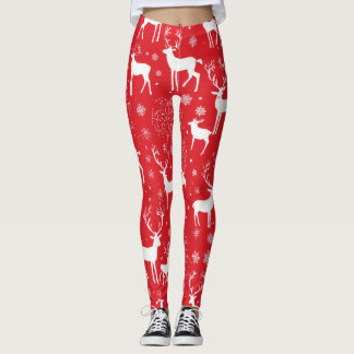 leggings femininas com design de veado vermelho