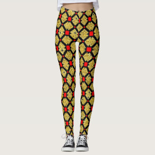 Leggings femininas com design floral multicolorido
