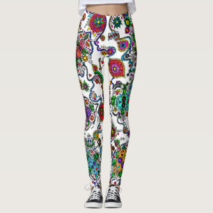 Leggings femininas com padrão de caveira açucarada