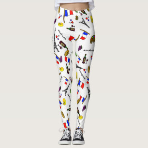 Leggings femininas com padrão desenhado à mão tema