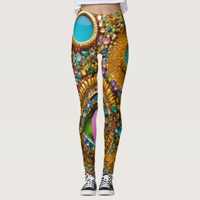 leggings femininas com pedra e joias (Frente)