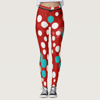 leggings femininas com pontos folka vermelhos