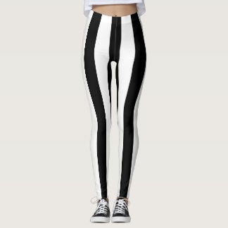 Leggings femininas com risca branca e preta