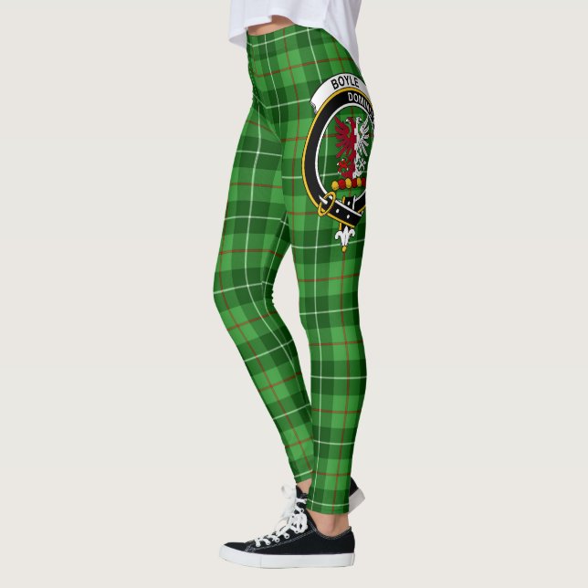 Leggings femininas com xadrez Crest do Clã Boyle S (Esquerda)