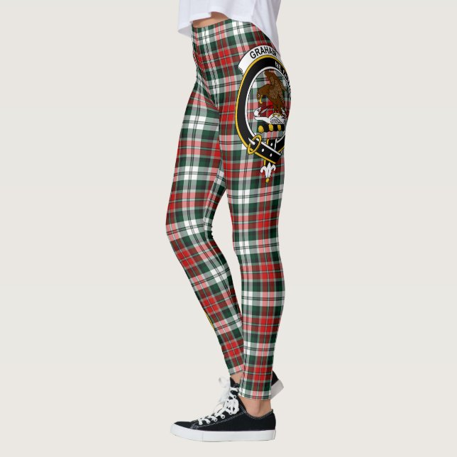 Leggings femininas com xadrez do brasão do clã Gra (Esquerda)