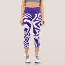 Leggings femininas da Abstrato Zebra branca roxa