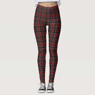 Leggings femininas da Xadrez vermelha/preta