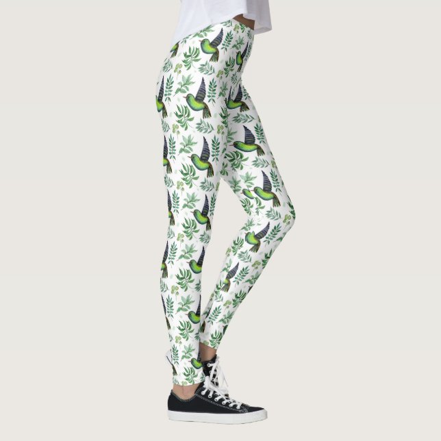 Leggings femininas de beija-flor verde - Na moda C (Direita)