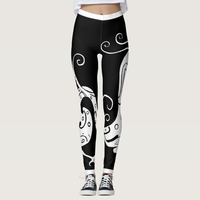Leggings femininas de dragão branco (Frente)