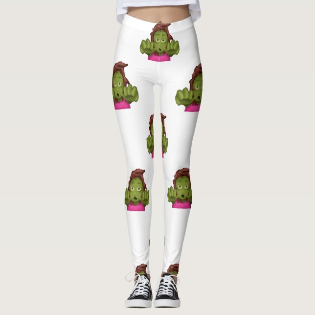 leggings femininas de emoji zombie (Frente)