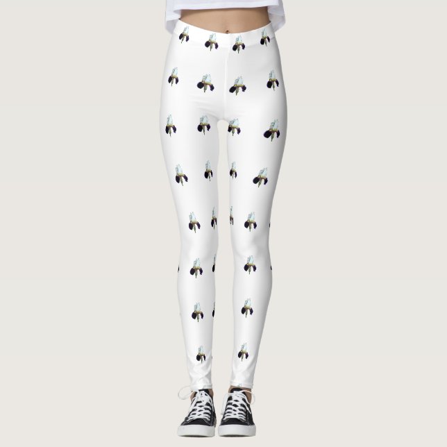 Leggings femininas de Íris Roxo e Branco (Frente)