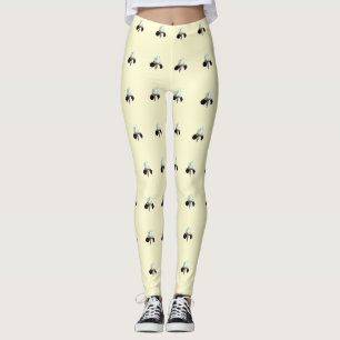 Leggings femininas de Íris Roxo e Branco