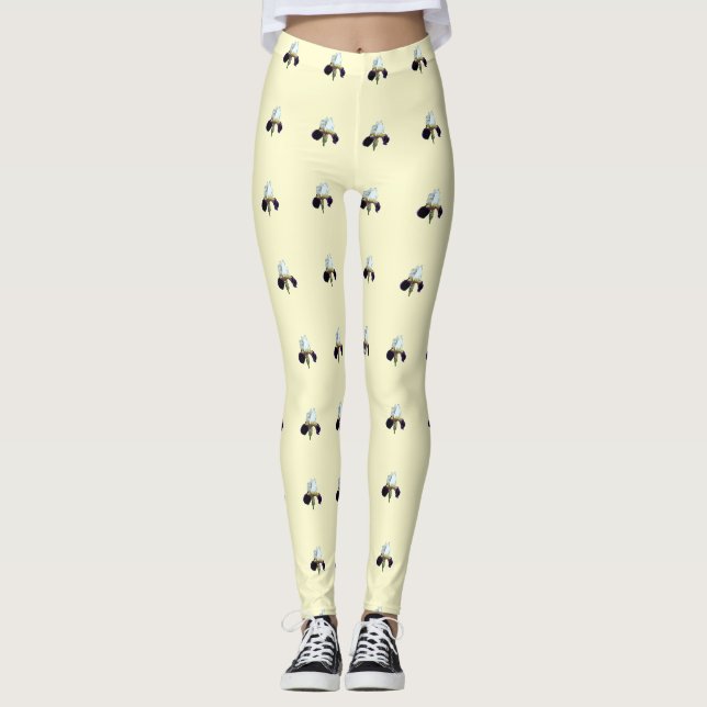Leggings femininas de Íris Roxo e Branco (Frente)