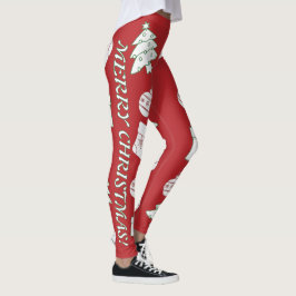 Leggings femininas de Natal Vermelho