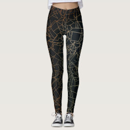 Leggings femininas de padrão de pintura abstrato