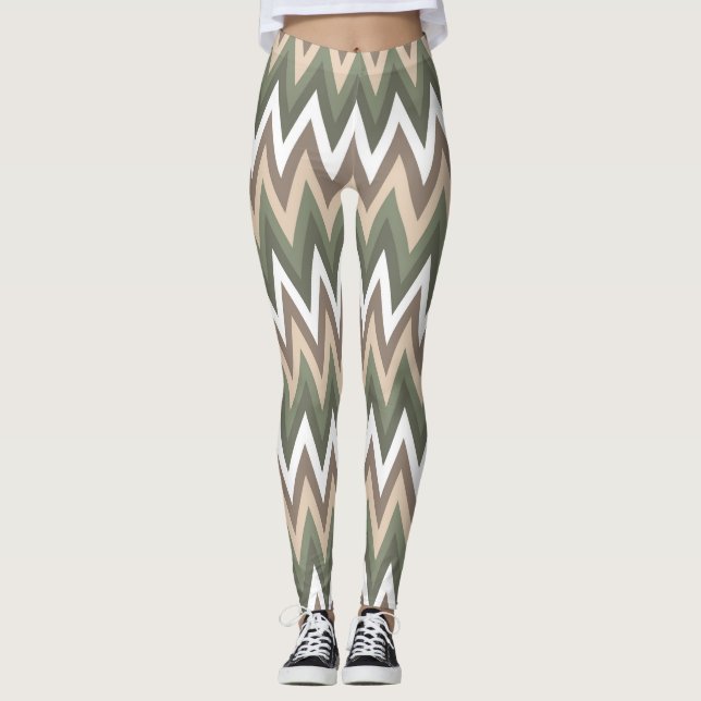 Leggings femininas de padrão Zig múltiplo (Frente)