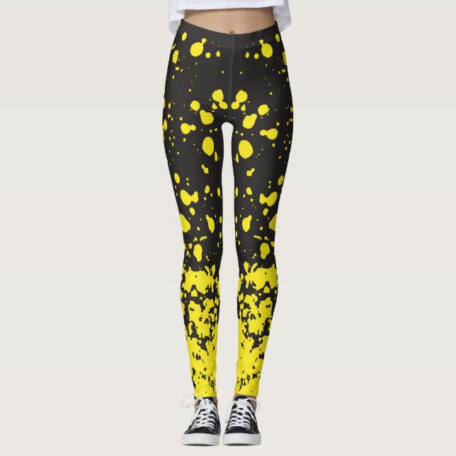 Leggings femininas de pontas amarelas (Frente)