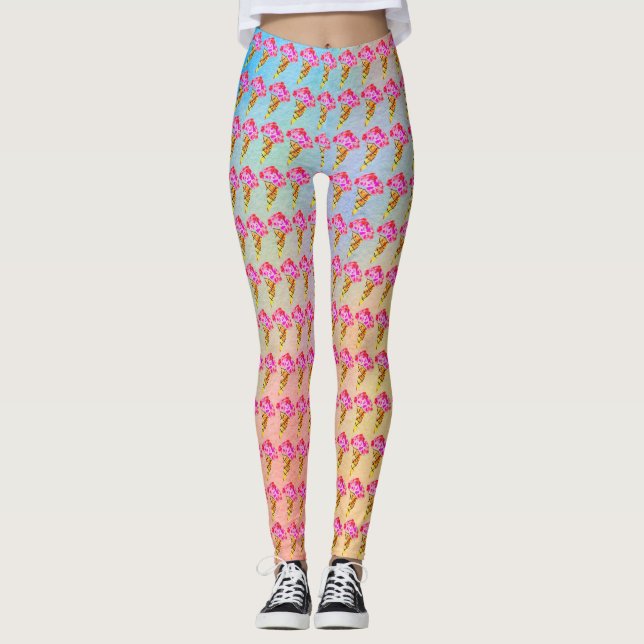 Leggings femininas do Cone sorvete (Frente)