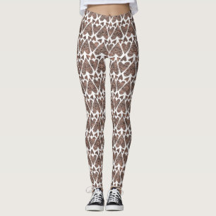 Leggings femininas do corações marrom/Dourado