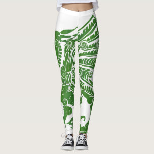 Leggings femininas do dragão verde