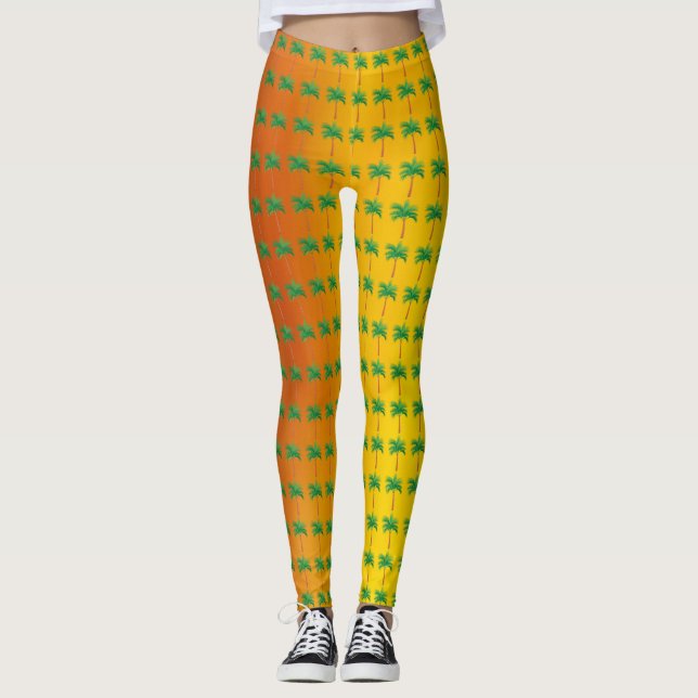Leggings femininas em palmeiras (Frente)